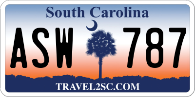SC license plate ASW787