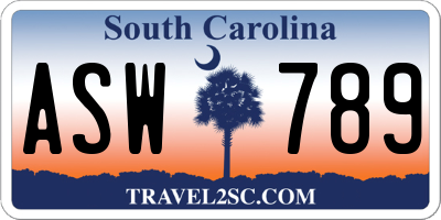 SC license plate ASW789
