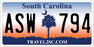 SC license plate ASW794