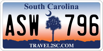 SC license plate ASW796