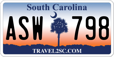 SC license plate ASW798