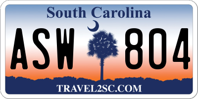 SC license plate ASW804
