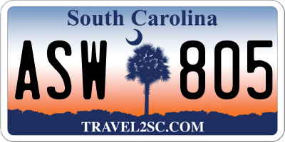SC license plate ASW805