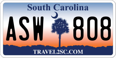 SC license plate ASW808