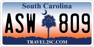 SC license plate ASW809