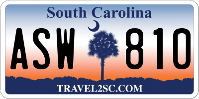 SC license plate ASW810
