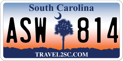 SC license plate ASW814