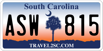 SC license plate ASW815
