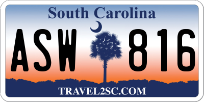 SC license plate ASW816