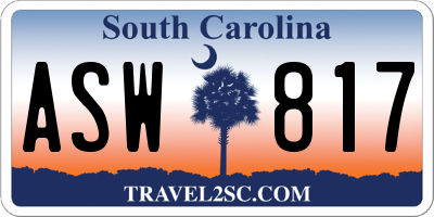 SC license plate ASW817