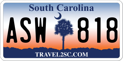 SC license plate ASW818