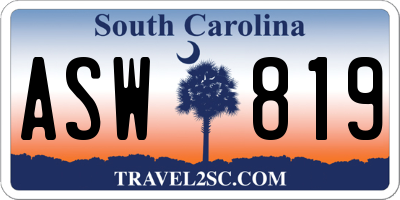 SC license plate ASW819
