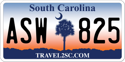 SC license plate ASW825