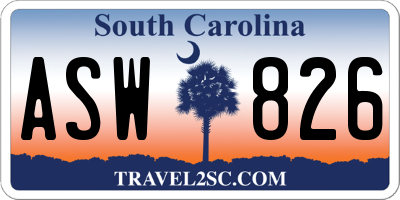 SC license plate ASW826