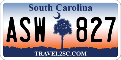 SC license plate ASW827