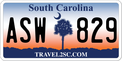 SC license plate ASW829