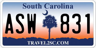 SC license plate ASW831