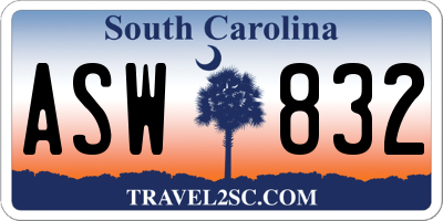 SC license plate ASW832