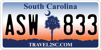SC license plate ASW833