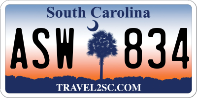 SC license plate ASW834