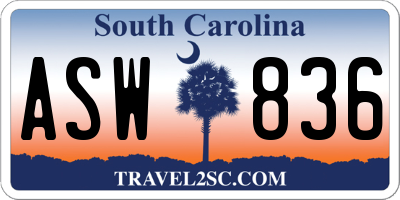 SC license plate ASW836