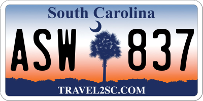 SC license plate ASW837