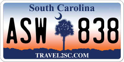 SC license plate ASW838