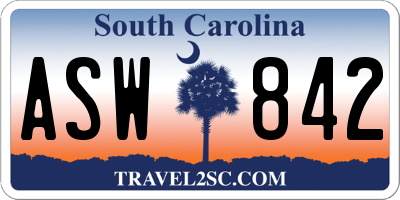 SC license plate ASW842