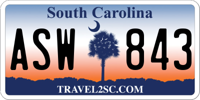 SC license plate ASW843