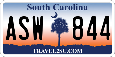 SC license plate ASW844