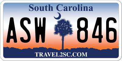SC license plate ASW846
