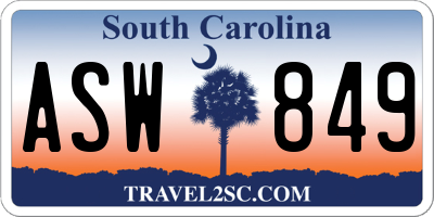 SC license plate ASW849
