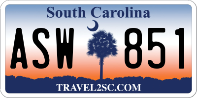 SC license plate ASW851