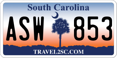 SC license plate ASW853