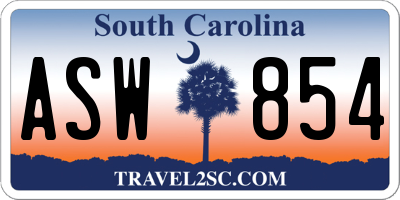 SC license plate ASW854