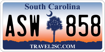 SC license plate ASW858