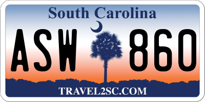 SC license plate ASW860