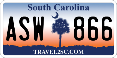 SC license plate ASW866