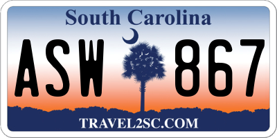 SC license plate ASW867