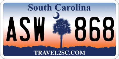 SC license plate ASW868