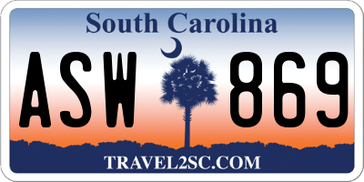 SC license plate ASW869