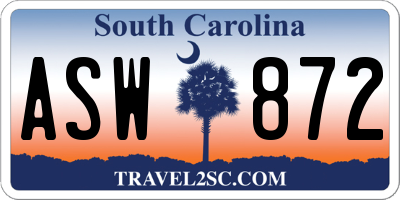 SC license plate ASW872