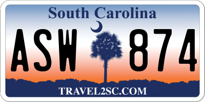 SC license plate ASW874