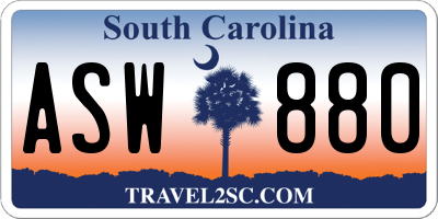 SC license plate ASW880