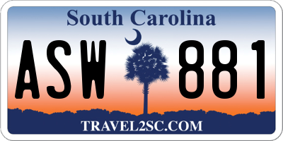 SC license plate ASW881