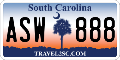 SC license plate ASW888