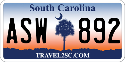 SC license plate ASW892