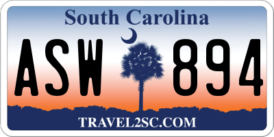 SC license plate ASW894