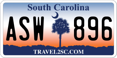 SC license plate ASW896