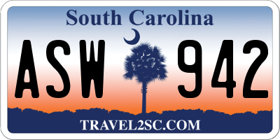SC license plate ASW942